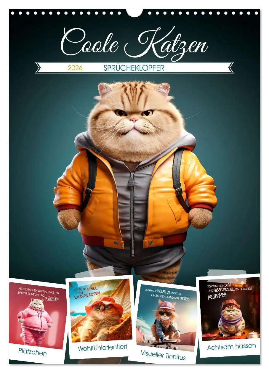 Cover: 9783516282689 | COOLE KATZEN Sprücheklopfer (Wandkalender 2026 DIN A3 hoch),...